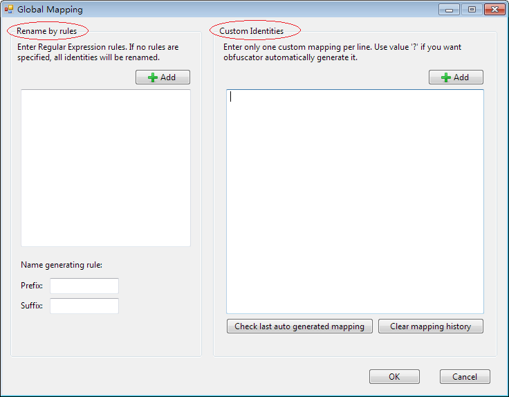 Custom identities option